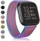 Amzpas Armbänder kompatibel mit Fitbit Versa 2,Fitbit Versa SE,Fitbit Versa Lite,Fitbit Versa, atmungsaktiv, Edelstahl-Schlaufe, Mesh, magnetisch, verstellbar, Edelstahl, Ohne Edelstein
