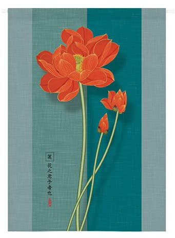 Chinesischer Lotus Türvorhang WC Küche Vorhang Feng Shui Türvorhang Heimdekoration