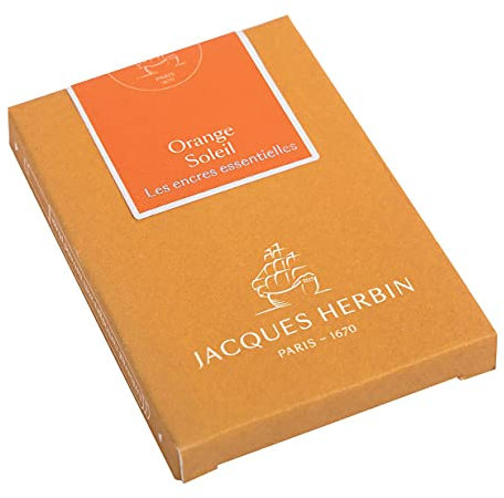 J.Herbin 11057JT - Packung mit 7 großen Tintenpatronen Essentielles, internationale Größe 1,35ml, ideal für Füllfederhalter und Tintenroller, Orange, 1 Pack