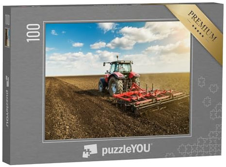 puzzleYOU: Puzzle 100 Teile „Traktor bei der Vorbereitung des Bodens“ – aus der Puzzle-Kollektion Landwirtschaft