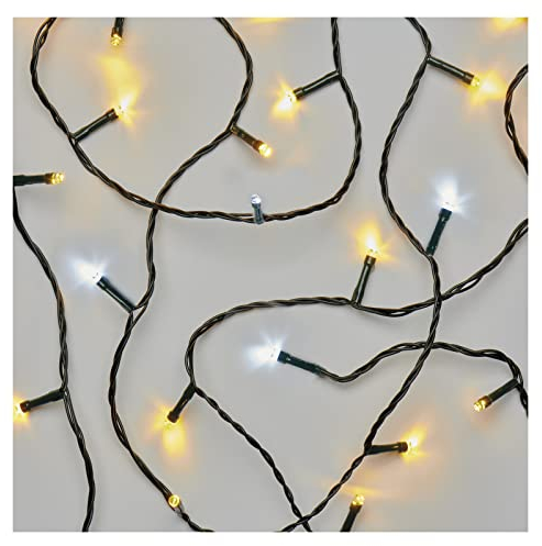 EMOS LED-Lichterkette warmweiß + blinkend kaltweiß für Innen und Außen, 12m lange IP44 Weihnachtslichterkette mit 120 LEDs, 6 Stunden Timer Funktion und Netzteil, für Party, Weihnachten, Deko