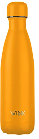 WINK Thermoflasche 500ml aus Edelstahl – Auslaufsicher und BPA-frei – Isolierflasche für heiße und kalte Getränke – Trinkflasche To Go mit Baumwolltasche – Stilvoll & Wiederverwendbar – Orange