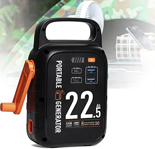 Generatore portatile a manovella, alimentazione di emergenza portatile da 22500 mAh, generatore manuale a manovella con PD 18 W e uscita di carica USB, torcia ultra luminosa + luce, per emergenza, cam