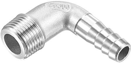 M METERXITY Hose Barb Fittings - 90 Degree Elbow Stainless Steel 10mm Pipe Connector Apply to Water Fuel (G3/8 Male Pipe)