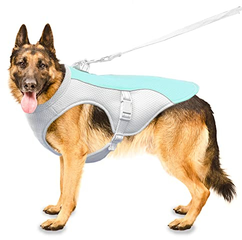 Hundekühlweste Hundekühlmantel Fit Hundegeschirr, Verstellbare kühlende Hundejacke für kleine, mittlere und große Hunderassen, saugfähige & kühle Hundeweste für Sport, heißes Wetter, Sommer(XL-blau)