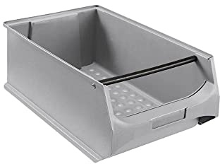 Graue Sichtlagerbox 5.1 mit Griffstange | HxBxT 20x30x50cm | 21,8 Liter | Sichtlagerbehälter, Sichtlagerkasten, Sichtlagerkastensortiment, Sortierbehälter