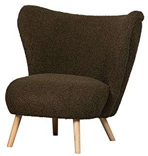 WOOOD Celine Sessel Warmes Grün - Bequemer Sessel mit Kuschelfaktor aus Super Weiches Teddystoff Loungesessel Relaxsessel - 83x80x80 cm