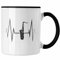 Trendation - Saxophon Tasse Geschenk Herzschlag Saxophonist Kaffeebecher Geschenkidee Lustig (Schwarz)