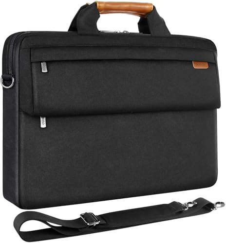 DOMISO 14 Shockproof Business Laptop Briefcase Waterproof Messenger Shoulder Bag Carrying Case for 14 Laptops/Chromebook/Ultrabook/Apple/Lenovo/HP/Dell/ASUS/Acer, Black