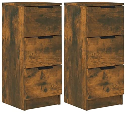 vidaXL 2X Sideboard Schubladen Schubladenschrank Kommode Anrichte Schrank Beistellschrank Mehrzweckschrank Räuchereiche 30x30x70cm Holzwerkstoff