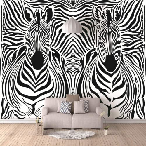 Fototapete 3D Effekt Schwarzes Und Weißes Zebra Tapeten 3D Effekt Vliestapete Wohnzimmer Schlafzimmer Wandbilder Wanddeko