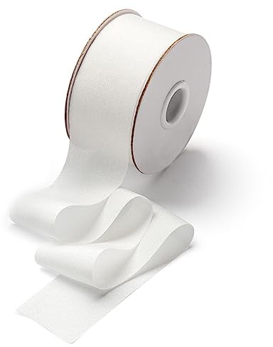 CHUQING Weiß Geschenkband, edles Schleifenband zum Dekorieren & Basteln, zum Einpacken besonderer Geschenke, für Hochzeiten, Taufen (38mm/22,8m),Weiss