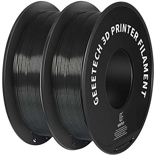 GEEETECH PETG Filament 1,75 mm, 3D Drucker Filament,1 kg pro Spule, 2 Spulen, Schwarz-Schwarz