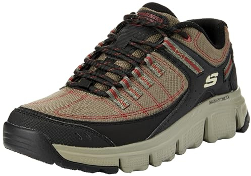 Skechers Herren Summits at Upper Draft Sneaker, Olivfarbenes Synthetisches Netzgewebe, schwarzer Rand, 42.5 EU