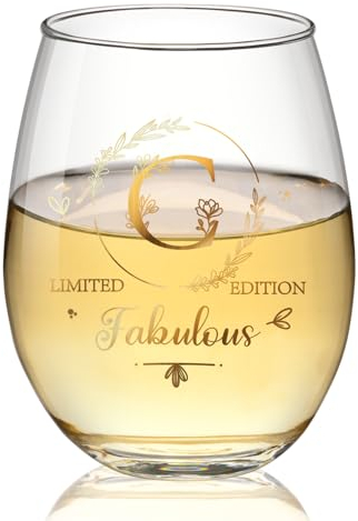 Joymaking Wine Glass with Name Initial C, Gin Glass, Birthday Gifts for Women Unique, Personalised Gifts for Women, Friend Gifts, Friendship Gifts, Sister Birthday Gifts, Christmas Gifts 17oz