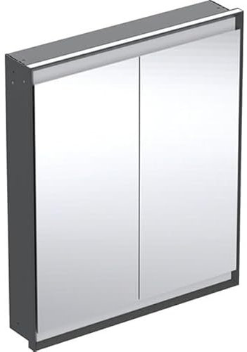 Keramag Geberit ONE Spiegelschrank mit ComfortLight, 2 Türen, Unterputzmontage, 75x90x15cm, 505.802.00.; Farbe: schwarz matt/Aluminium pulverbeschichtet
