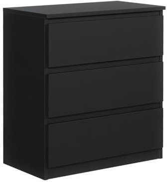 MebLocker Kommode mit 3 Schubladen Ideal für Wohnzimmer, Schlafzimmer, Kinderzimmer, Jugendzimmer und Büro Moderne Elegante Lösung für stilvolle Aufbewahrung (Schwarz)