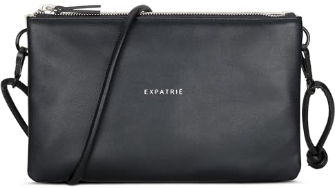 Expatrié Clutch Damen Schwarz Creme - Emilie - Stylische Umhängetasche für Hochzeit, Party & Freizeit - Kleine Handtasche in zwei Farben - Crossbody Bag für Frauen - Längenverstellbarer Schultergurt