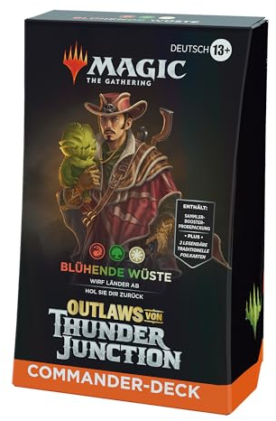 Magic: The Gathering – Outlaws von Thunder Junction Commander-Deck – Blühende Wüste (Deck mit 100 Karten, Sammler-Booster-Probepackung mit 2 Karten und Zubehör) (deutsche Version)
