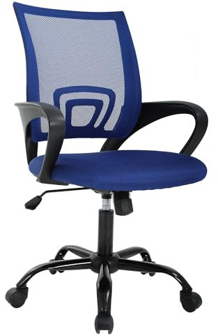 BestOffice Chaise de Bureau Ergonomique avec Siège Dossier en Maille Respirante Hauteur Réglable Fauteuil d'Ordinateur Inclinable à roulettes Pivotantes Bleu