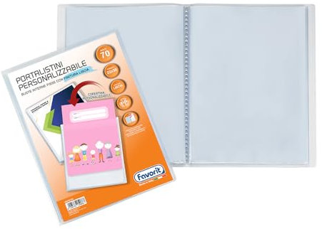 FAVORIT Sichtbuch mit festen Umschlägen und personalisierbarer Fronttasche für 70 Blätter, 22 x 30 cm, transparent