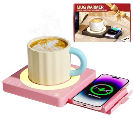 Smart Coffee Mug Warmer, 15W Wireless Charging, 3 Heat Settings, Temperature Controlled, 8H Auto Off, Candle Warmer, Safe for Heating Coffee, Beverage, Milk, Tea