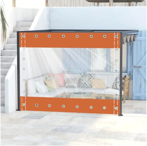 Clear Waterproof Tarpaulin Curtains with Grommets,Heavy Duty Transparent Tarpaulin,Outdoor Side Panels for Pergola/Patio/Porch/Gazebo,（Height x Length）2.4x5m/7.87x16.4ft