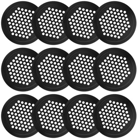 WeddHuis 12 Pezzi Griglia di Ventilazione in Acciaio Inox per Armadi Cucina Camera da Letto Uffici (53mm Rotondo) (Nero)