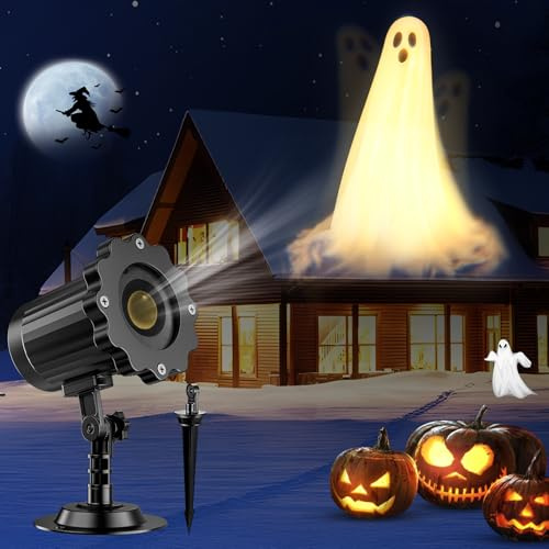 Halloween Projector Lights Outdoor,2025 Upgraded 3D Dynamic Ghost Decorations Light,Clearer Ghost HD Patterns,Night Light for Home Window Wall Halloween Decor