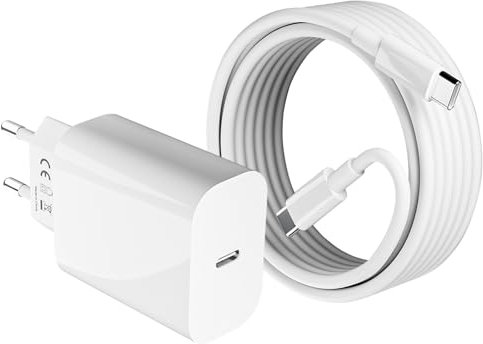 20 W USB C cargador cargador para iPhone 16/16 Pro/16 Pro Max/16 Plus/15/15 Pro/15 Pro Max/15 Plus, fuente de alimentación iPad, adaptador USBC cargador rápido con cable USB C de 2 m cable de carga