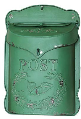 Post Box, American Vintage Metal Mailbox English-Style Wall-Mount Home Apartment Security Letterboxes With 2 Keys For Outside Wall, Wedding