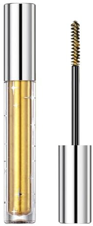 Glitzer-Mascara, Sparkling Diamond Mascara, Wasserfeste Glitter Mascara Lashes Mascara, Wischfest Langanhaltend, Farbiges Augen-Make-up mit Pailletten (#02-Gold)