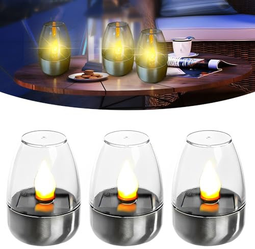 NAVESO 6 Stück Solar LED Teelichter Außen, Solar Teelichter Außen Wasserdicht, Solar LED Kerzen Outdoor, Kerzen Flackernde Flamme, Solar Teelichter für Außen, Solar Kerzen für Garten Balkon