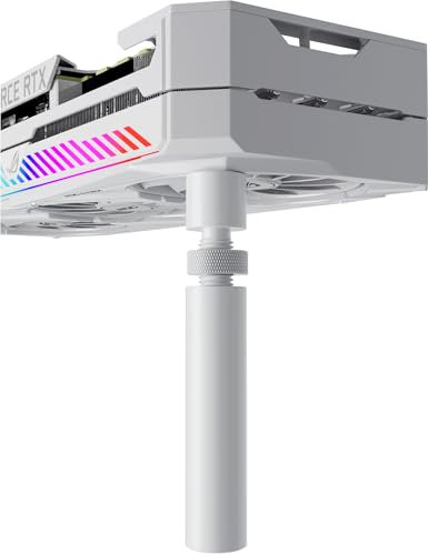 upHere Grafikkarten Halterung GPU Halterung,Grafikkarten Halter Vertikal,GPU Support,Höhenverstellbar,Mit Magnet,L(70mm-120mm),Weiß,GB70T