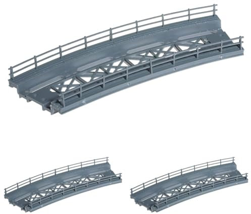 NOCH® Brückenfahrbahn, gebogen, Bausatz für realistische Modellbau Brücken, Radius 360 mm für die Spurweite H0 (Packung mit 3)
