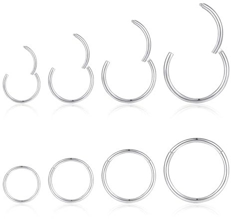 jagosen Nasenpiercing Ring Silber 8stk 18g Nasenring Nostril Septum Piercing Rings Set Chirurgenstahl Dünn Lippenpiercing Septum Clicker Knorpel Piercing Ohr Für Damen Männer 6mm/8mm/10mm/12mm