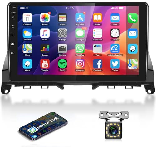 2G 64G Android Radio Coche para Mercedes Benz C-Class C180 C200 C230 C250 C300 C350 W204 S204 2006-2011 9 Pulgadas Pantalla Táctil Radio con GPS Navi Mirror Link WiFi Bluetooth FM USB+ Cámara Trasera