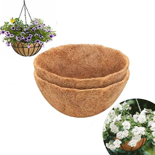 MOREASE 2 Stück Halbrunde kokosmatte Liner 25 cm (10 Zoll), kokosmatte Pflanzen, NatüRliches ErsatzeinsäTze kokosfasern Pflanzen PflanzgefäßE, für Hängekörbe, Fensterkästen und Gartenpflanzkästen