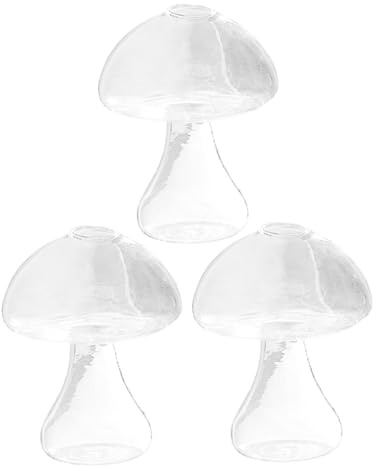 Pilzvase 3stücke Glas Hydroponik für Blumenarrangements Halloween Feier | Klarglas, Sorgfältig Poliert, Dekorativ für Partys, 3 Stück Kleiner Pflanzgefäße, Vielseitig Nutzbar
