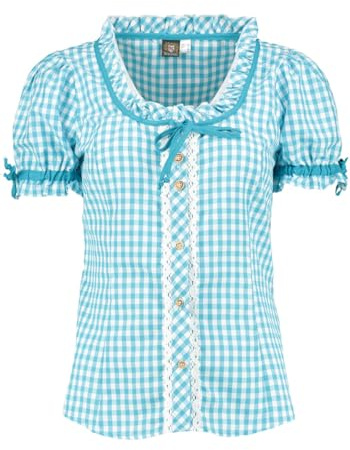 OS Trachten Trachtenbluse Tailliert Zenivo, Größe:44, Farbe:türkis