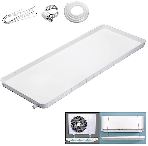 WOTZOV Bandeja de Goteo para Aire Acondicionado de RV, Kit de Drenaje Universal para Aire Acondicionado de Ventana, Bandeja de Goteo de plástico PP5 con Tubo de Drenaje, Bandeja，81.5x33cm/32x13in