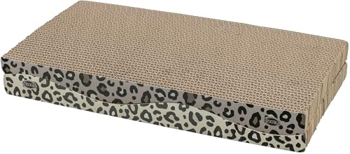 TRIXIE Katzenspielzeug Kratzpappe Leo, aus Pappe – 44 x 6 x 25 cm | Kratzspielzeug mit Katzenminze – schützt Möbel und fördert das natürliche Kratzverhalten der Katze im Alltag