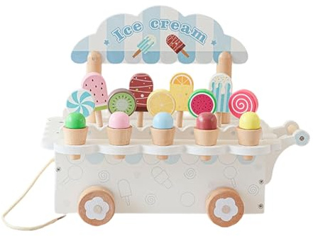 Frfik Eiscreme-Set | Theke aus Holz – Küchenspielzeug für Kinder – für Geburtstage Mädchen 3 6 Jahre Supermarkt