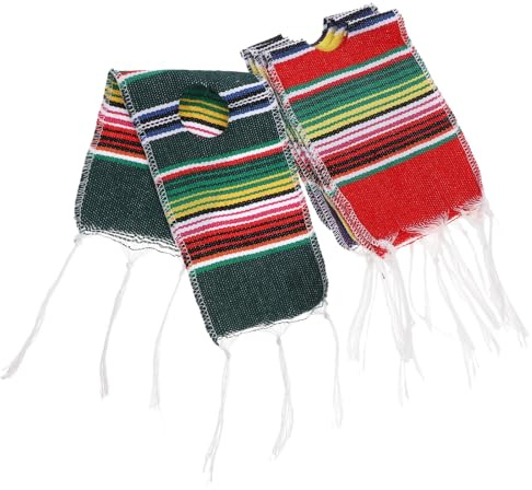 Sosoport Lot de 4 Housses Poncho en Coton Multicolores pour Bouteilles de Bière, Décoration Mexicaine Rayée, Taille, pour Fêtes Cinco de Mayo et Carnavals