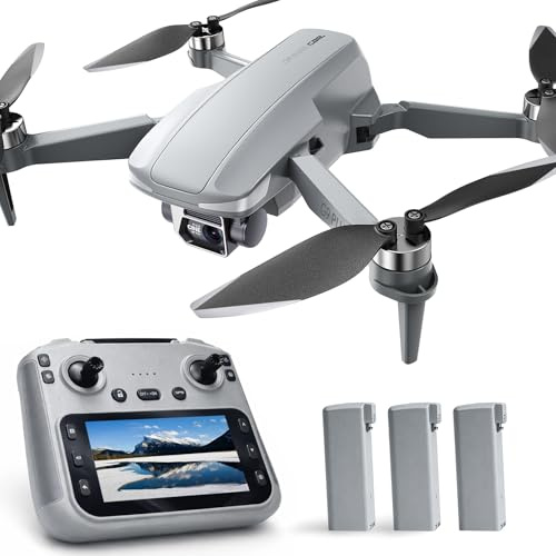 GPS Drohne mit Kamera 4K (EIS), 4,5 Zoll Bildschirm, bürstenloser Motor, 3 Akkus (90 min), Auto-Rückkehr, Folgemodus, 1000 m Reichweite, faltbar Quadrocopter unter 249 g – CHUBORY G9 Pluto