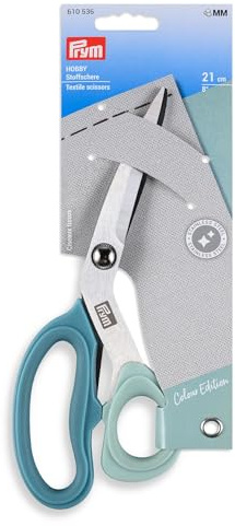 Prym 610536 Stoffschere 21 cm mit Micro Serration, Schneiderschere für präzises Schneiden von Stoff, Nähschere für Nähen, Patchwork und Handarbeit, salbei