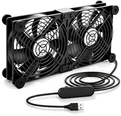 ELZO USB Ventilator, USB PC Lüfter 120mm 5V mit Stufenlose Geschwindigkeitsregelung, Leise Mini Tischventilator, 120mm Axiallüfter für Computer PS4 PS5 TV Box Empfänger AV-Kabine
