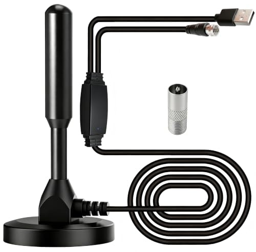Antena De TV De Interior Potente 2026, Antena HD TDT con Amplificador | De SeñAl Inteligente, RecepcióN De Largo Alcance De 360°, Compatible Con 4k Y 1080p Para Todos Los Canales Gratuitos
