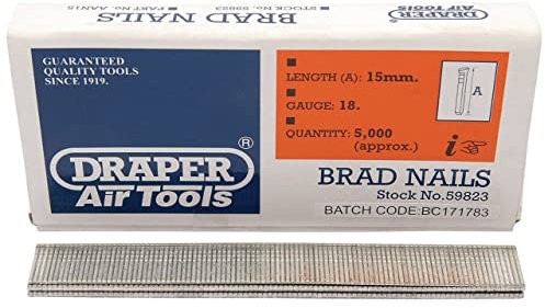 Draper 59823 Brad Nail, 15mm, Pack of 5000