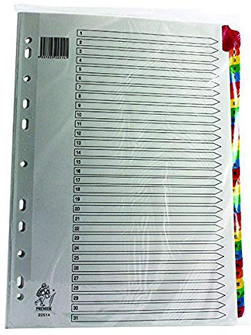 Rexel Mylar 1-31-Register A4 verstärkt weiß